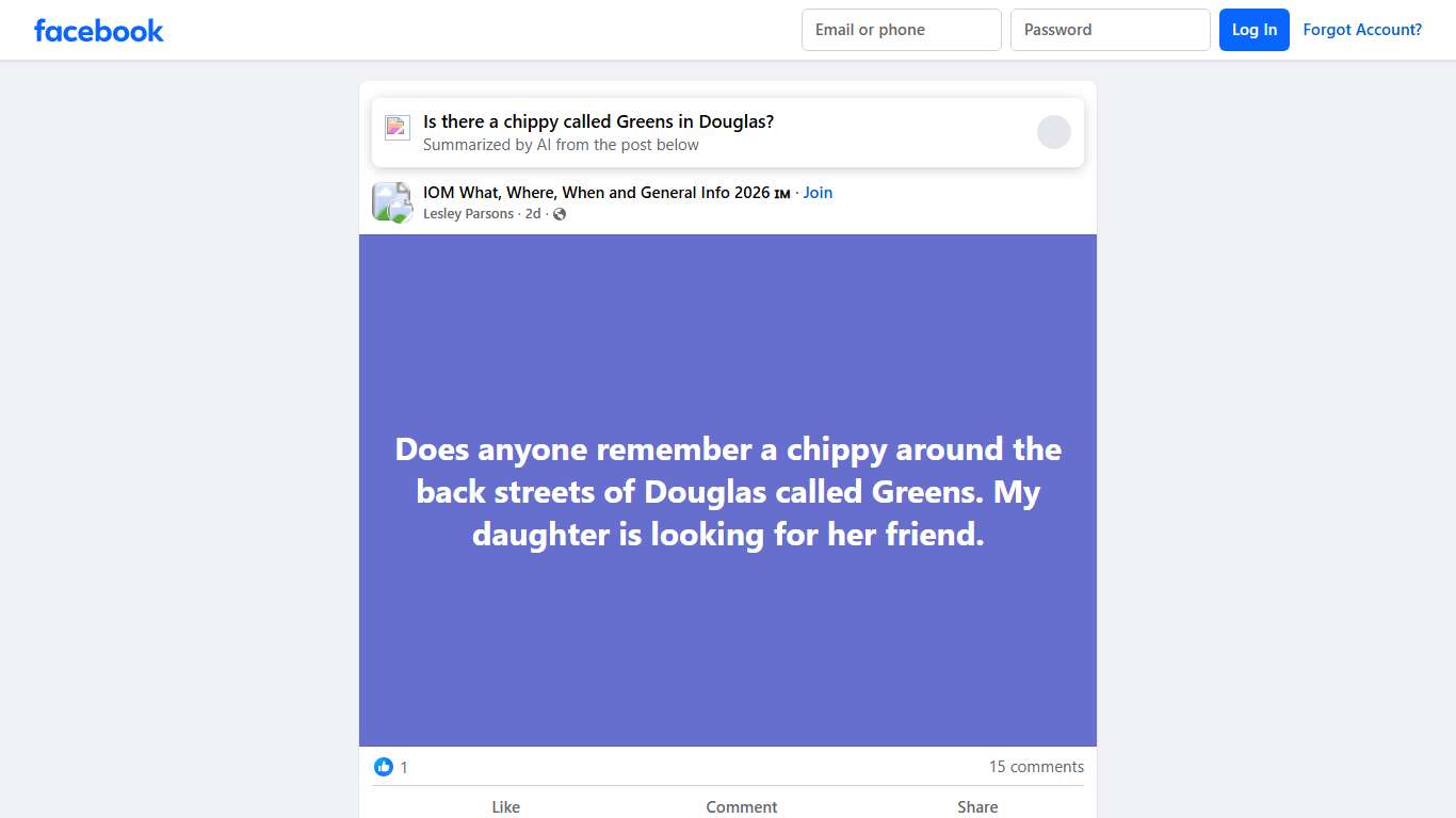 IOM What, Where, When and General Info 2026 🇮🇲 | Does anyone remember a chippy around the back streets of Douglas called Greens | Facebook